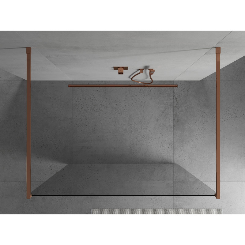 Mexen Kioto freistehende Duschwand 155 x 200 cm, transparent 8 mm, Roségold - 800-155-002-60-00