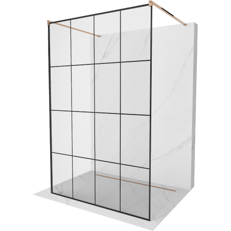 Mexen Kioto freistehende Duschwand 160 x 200 cm, schwarzes Gitter 8 mm, Roségold - 800-160-002-60-77
