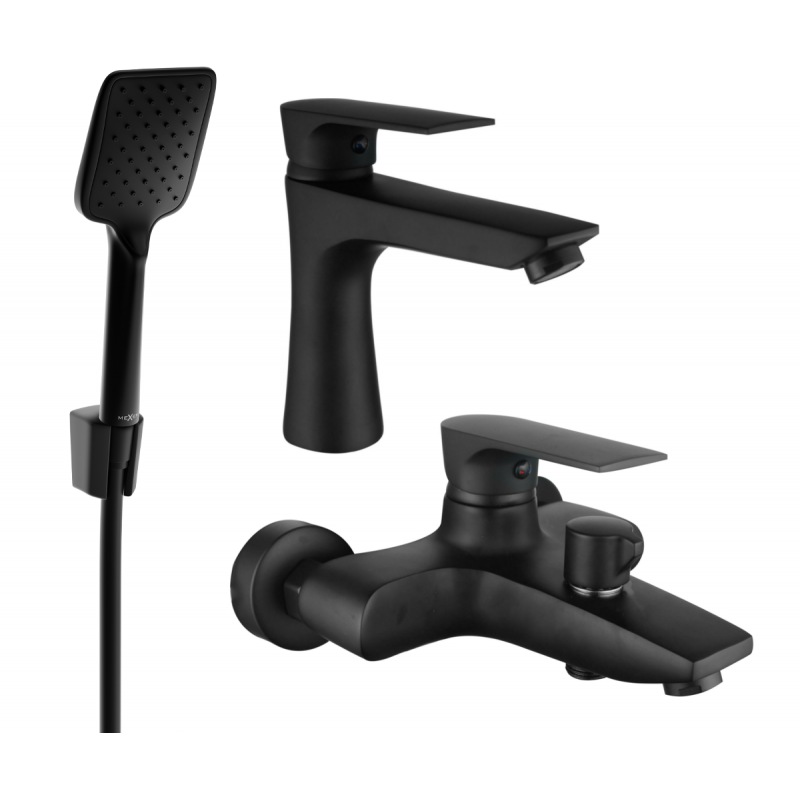 Mexen Axel R62 Badewannen-Set, schwarz - 73803R62-70