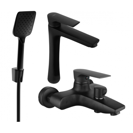 Mexen Axel R62 Badewannen-Set, schwarz - 73813R62-70