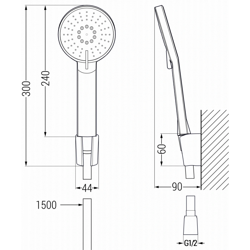 Mexen Axel R40 Badewannen-Set, schwarz - 73813R40-70