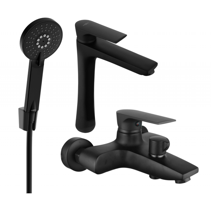 Mexen Axel R40 Badewannen-Set, schwarz - 73813R40-70