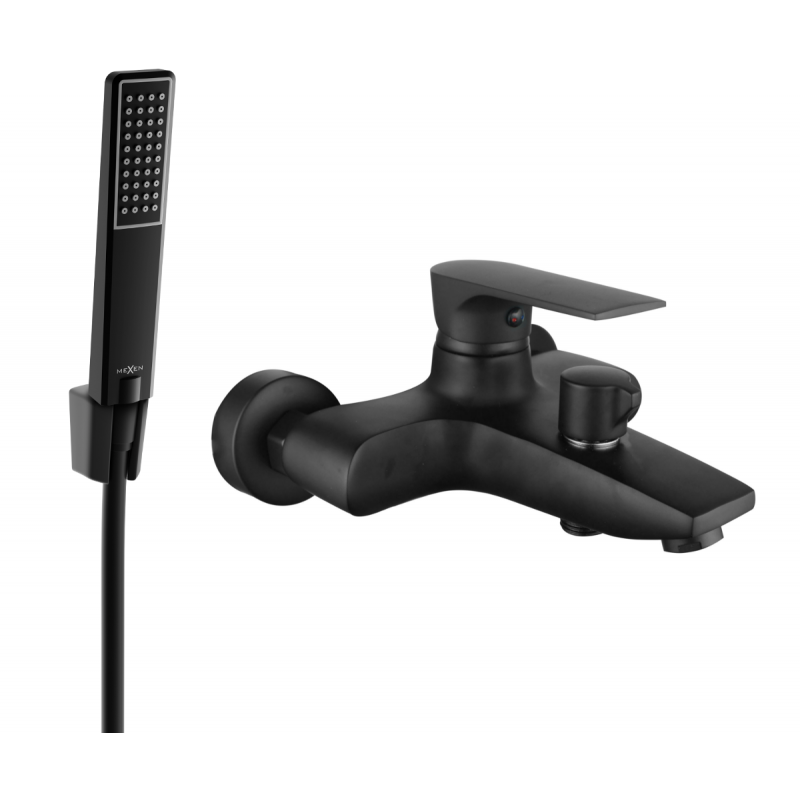 Mexen Axel R72 Badewannenarmatur mit Duschset, schwarz - 7383R72-70