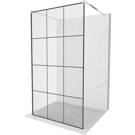 Mexen Kioto Freistehende Duschwand 100 x 200 cm, schwarzes Gitter 8 mm, Chrom - 800-100-002-01-77