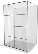 Mexen Kioto Freistehende Duschwand 140 x 200 cm, schwarzes Gitter 8 mm, Chrom - 800-140-002-01-77