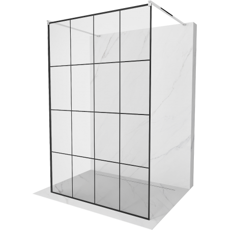 Mexen Kioto Freistehende Duschwand 150 x 200 cm, schwarze Gitter 8 mm, Chrom - 800-150-002-01-77