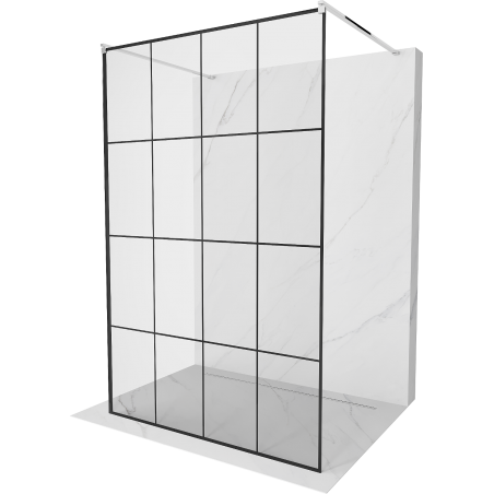 Mexen Kioto freistehende Duschwand 160 x 200 cm, schwarzes Gitter 8 mm, Chrom - 800-160-002-01-77