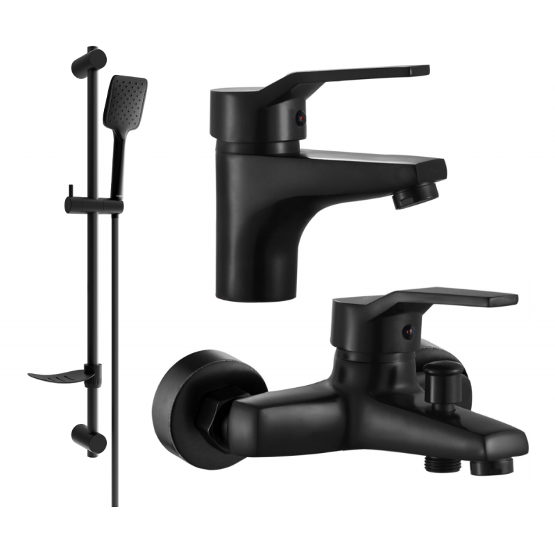 Mexen Caro DF62 Badewannenset, schwarz - 746603DF62-70
