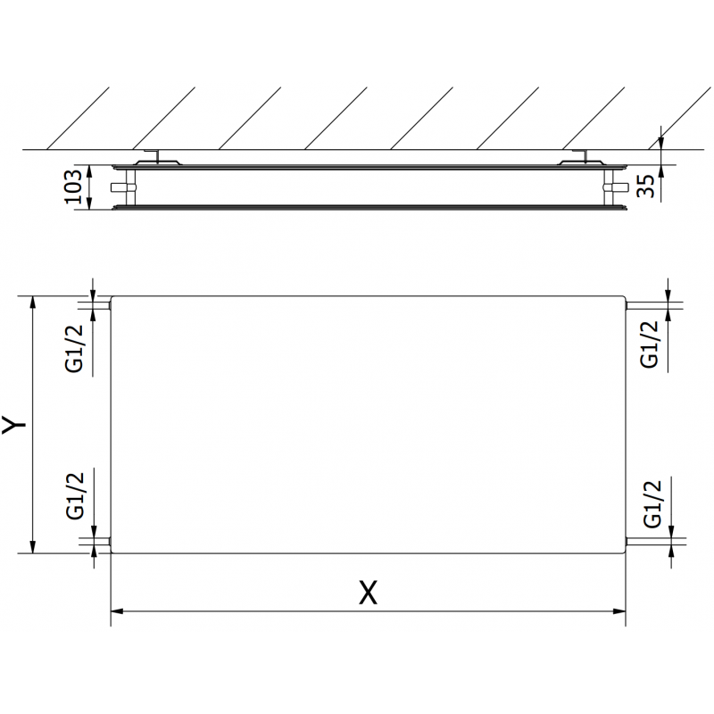 Mexen CHF20 Hygiene Flat Plattenheizkörper 900 x 800 mm, seitlicher Anschluss, 1118 W, Anthrazit - W420HF-090-080-66