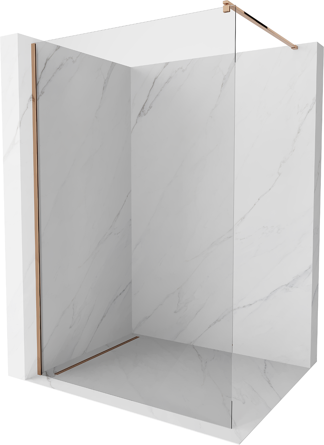 Mexen Kioto Duschwand Walk-in 75 x 200 cm, transparent 8 mm, rosegold - 800-075-101-60-00