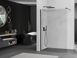 Mexen Kioto Duschwand Walk-in 105 x 200 cm, transparent 8 mm, schwarz - 800-105-101-70-00