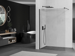 Mexen Kioto Duschwand Walk-in 180 x 200 cm, transparent 8 mm, schwarz - 800-180-101-70-00