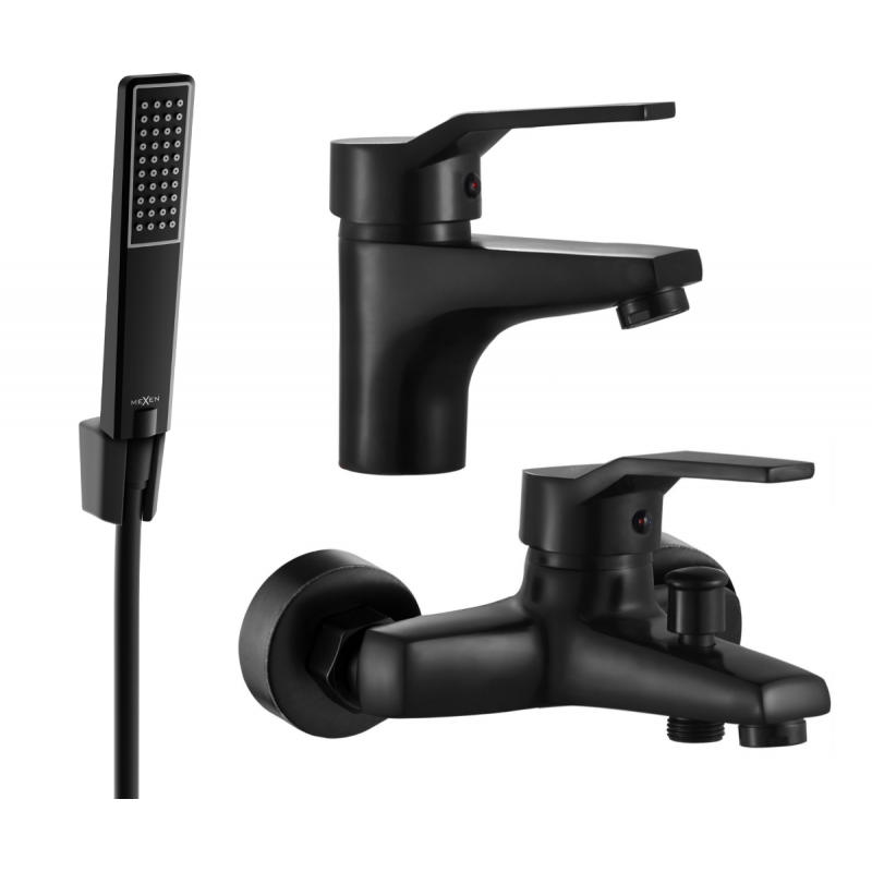 Mexen Caro R72 Badewannenset, schwarz - 746603R72-70
