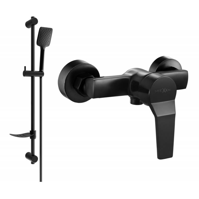 Mexen Caro DF62 Duscharmatur mit Duschset, schwarz - 74664DF62-70