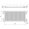 Mexen CVH10 Hygiene Plattenheizkörper 400 x 2000 mm, unterer Anschluss, 864 W, Anthrazit - W610H-040-200-66