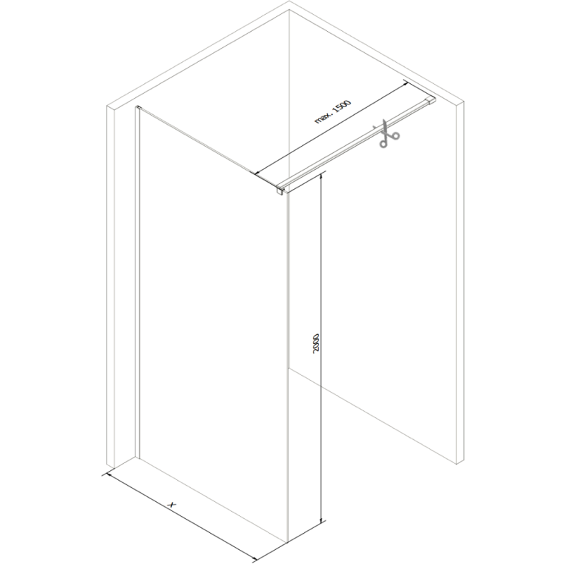 Mexen Kioto Duschwand Walk-in 110 x 200 cm, transparent 8 mm, gun gray gebürstet - 800-110-101-66-00