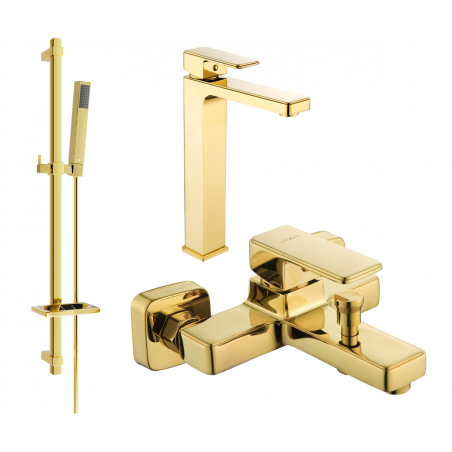 Mexen Cetus DQ77 Badewannen-Set, gold - 744313DQ77-50