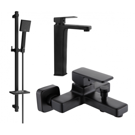 Mexen Cetus DQ45 Badewannen-Set, schwarz - 744313DQ45-70