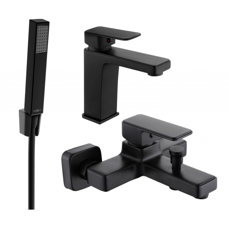 Mexen Cetus R77 Badewannenset, schwarz - 744303R77-70