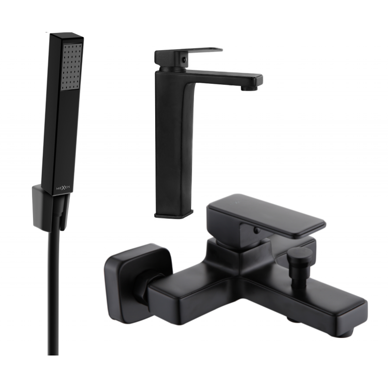 Mexen Cetus R77 Badewannen-Set, schwarz - 744313R77-70