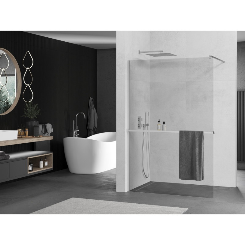 Mexen Kioto+ Duschwand mit Ablage Walk-in 125 x 200 cm, transparent, Chrom - 800-125-121-01-00