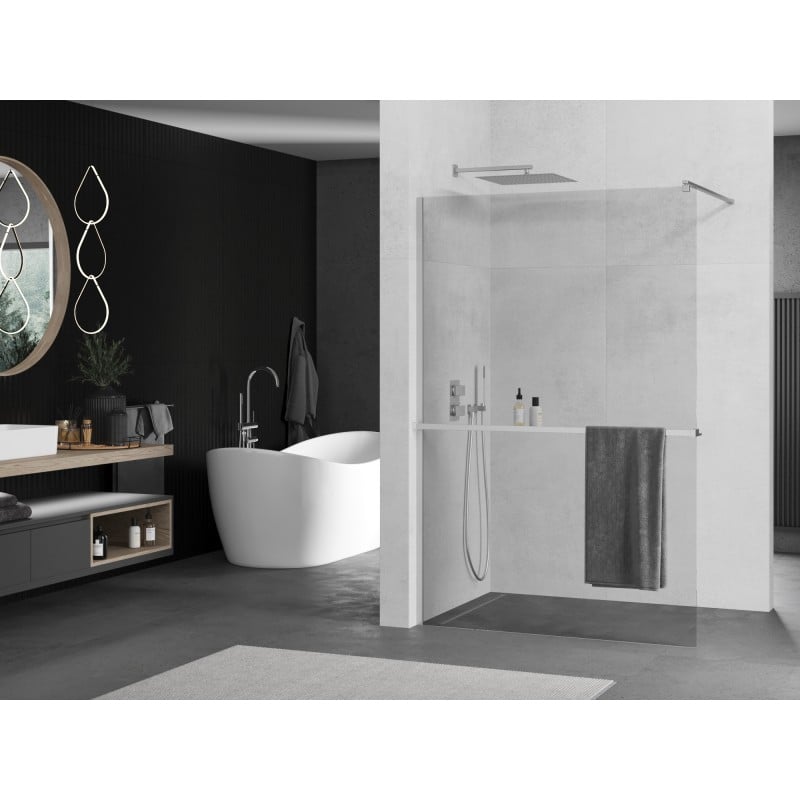Mexen Kioto+ Duschwand mit Regal Walk-in 125 x 200 cm, transparent, Chrom - 800-125-121-01-00