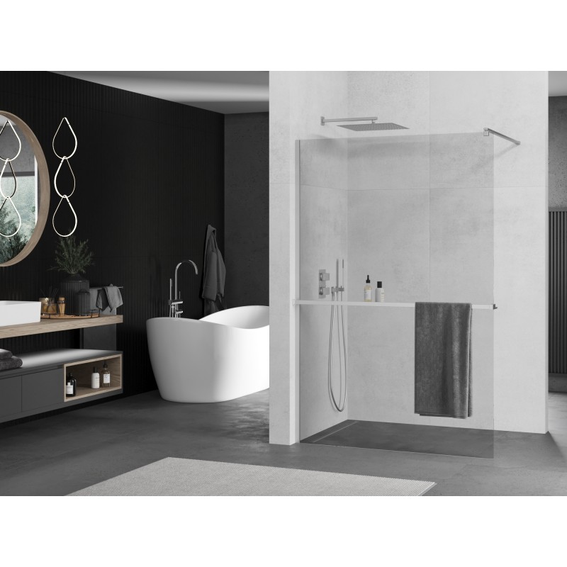 Mexen Kioto+ Duschwand mit Regal Walk-in 95 x 200 cm, transparent, Chrom - 800-095-121-01-00