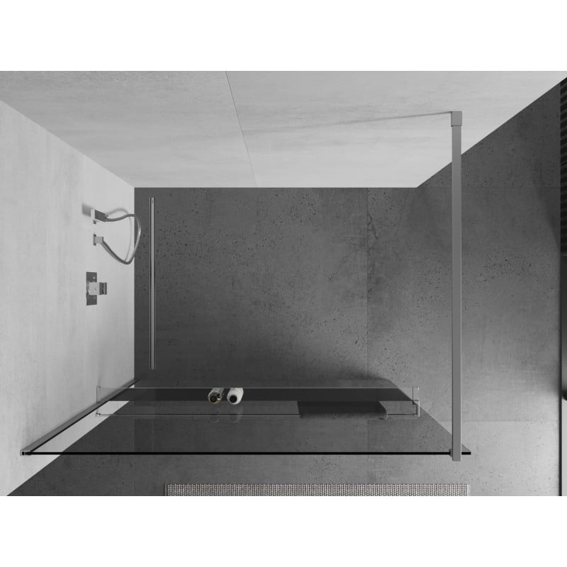 Mexen Kioto+ Duschwand mit Regal Walk-in 85 x 200 cm, transparent, Chrom - 800-085-121-01-00