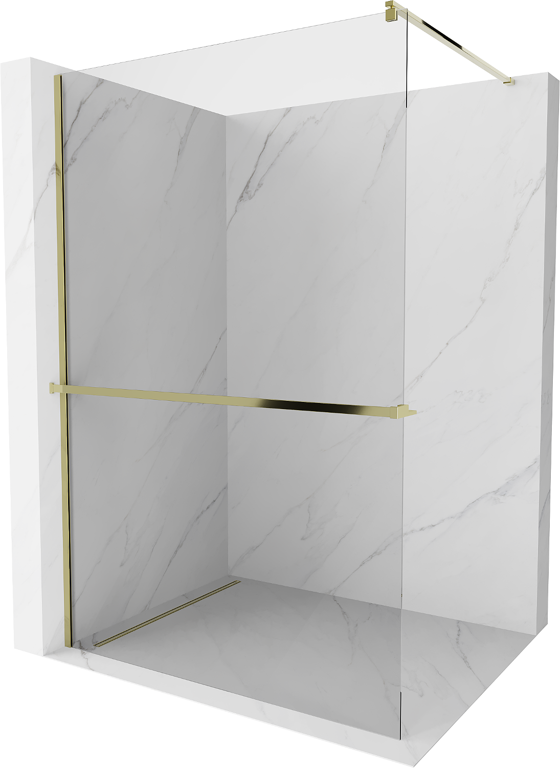 Mexen Kioto+ Duschwand mit Walk-in-Regal 75 x 200 cm, transparent, gold - 800-075-121-50-00