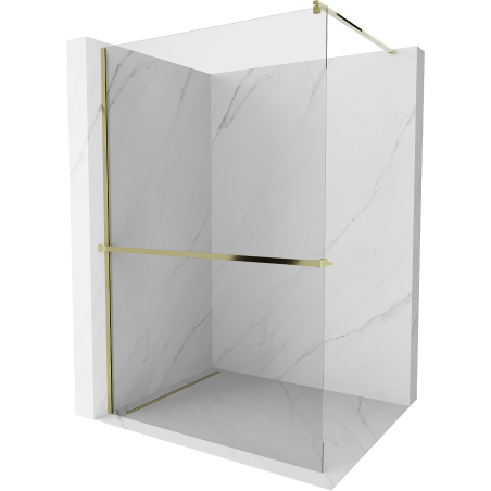 Mexen Kioto+ Duschwand mit Regal Walk-in 125 x 200 cm, transparent, gold - 800-125-121-50-00