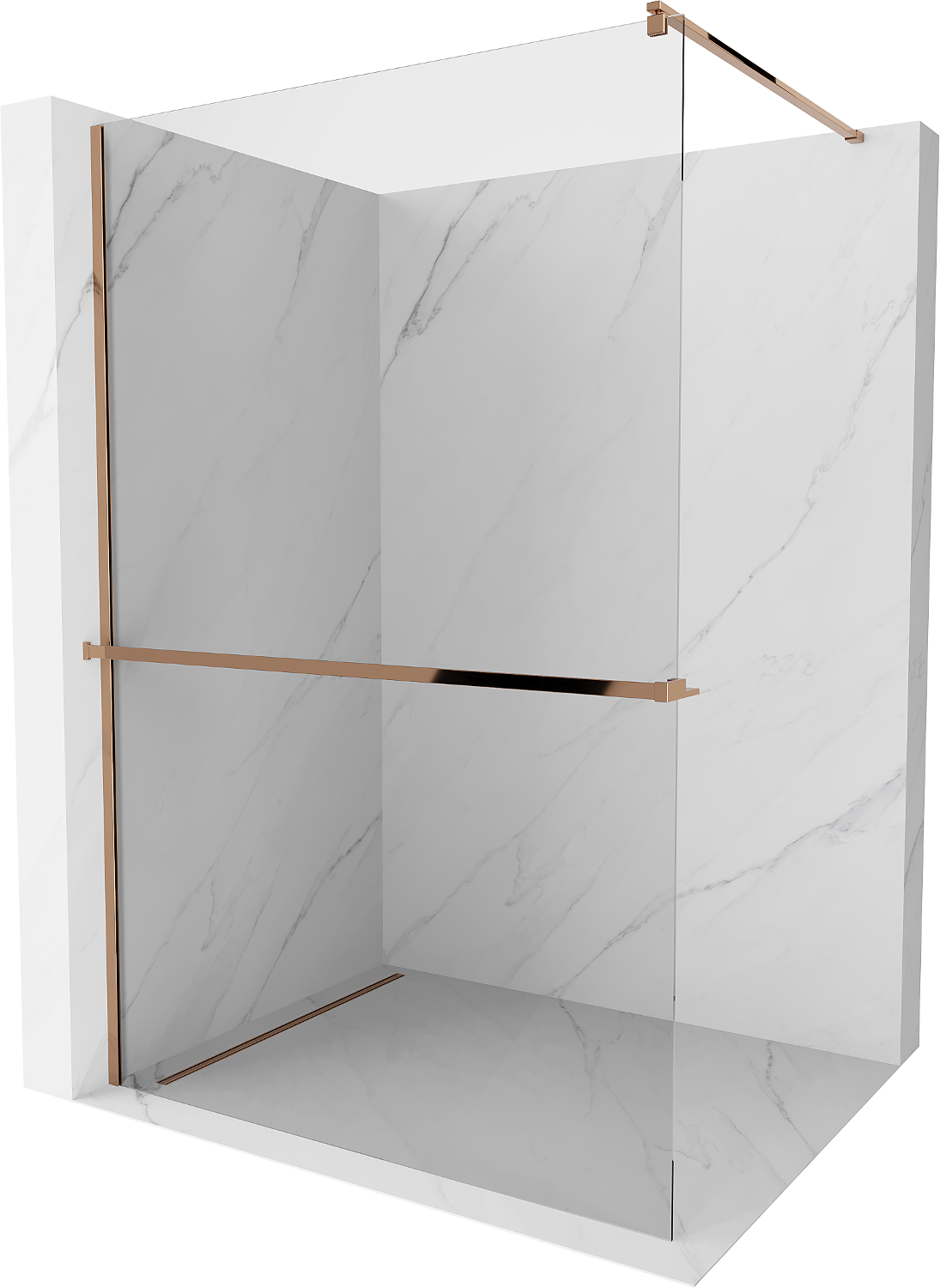 Mexen Kioto+ Duschwand mit Regal Walk-in 105 x 200 cm, transparent, roségold - 800-105-121-60-00