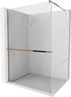 Mexen Kioto+ Duschwand mit Regal Walk-in 115 x 200 cm, transparent, Roségold - 800-115-121-60-00