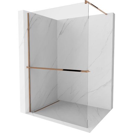 Mexen Kioto+ Duschwand mit Regal Walk-in 125 x 200 cm, transparent, Roségold - 800-125-121-60-00