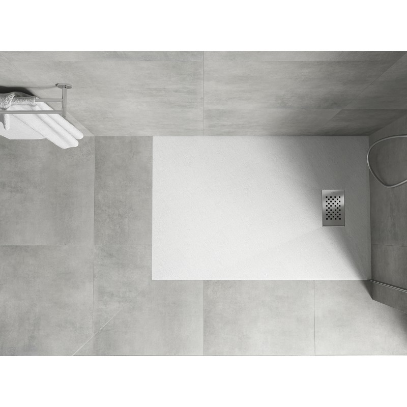 Mexen Hugo rechteckige SMC-Dusche 80 x 70 cm, weiß, Inox-Abdeckung - 42107080-X