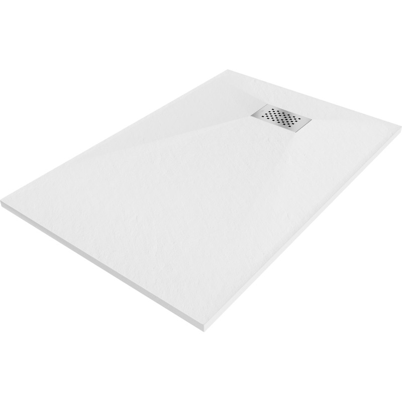 Mexen Hugo Rechteckige SMC-Dusche 90 x 70 cm, weiß, Inox-Abdeckung - 42107090-X