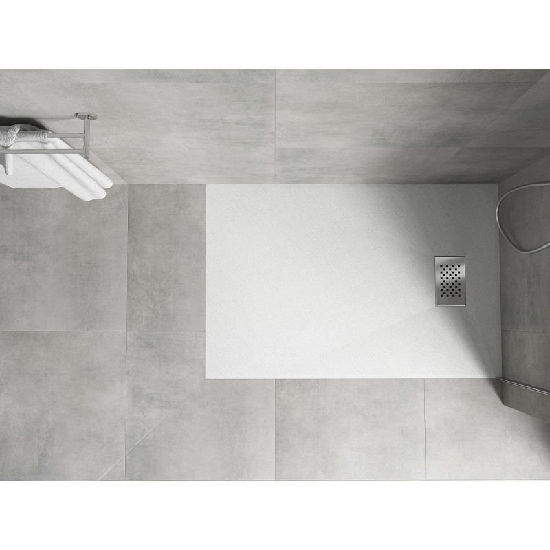 Mexen Hugo Rechteckige Duschwanne SMC 120 x 70 cm, weiß, Abdeckung aus Inox - 42107012-X