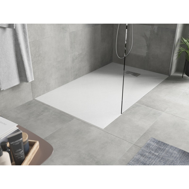 Mexen Hugo Rechteckige SMC-Duschwanne 140 x 70 cm, weiß, Inox-Abdeckung - 42107014-X
