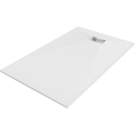 Mexen Hugo rechteckige SMC Duschwanne 150 x 80 cm, weiß, Abdeckung Inox - 42108015-X