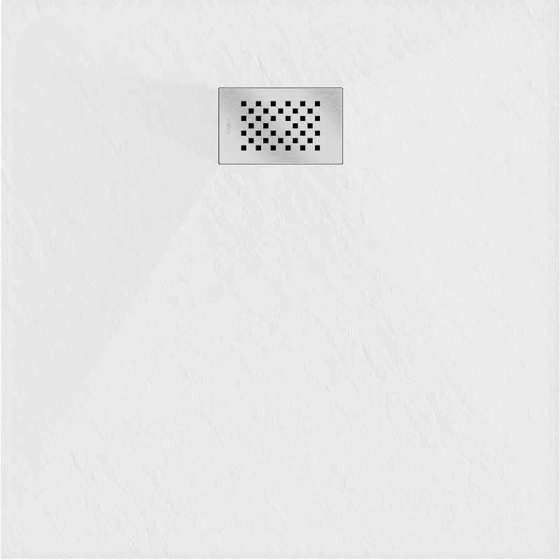 Mexen Hugo quadratische Duschwanne SMC 80 x 80 cm, weiß, Abdeckung aus Inox - 42108080-X