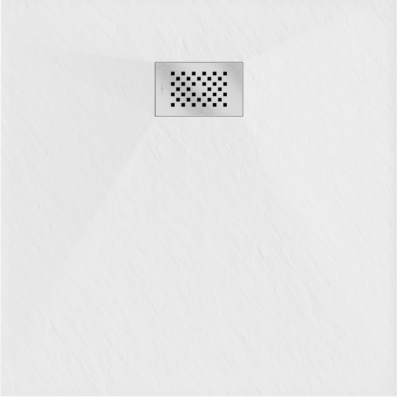 Mexen Hugo Quadratische Duschwanne SMC 80 x 80 cm, weiß, Abdeckung Inox - 42108080-X