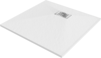 Mexen Hugo quadratische Duschwanne SMC 80 x 80 cm, weiß, Abdeckung aus Inox - 42108080-X
