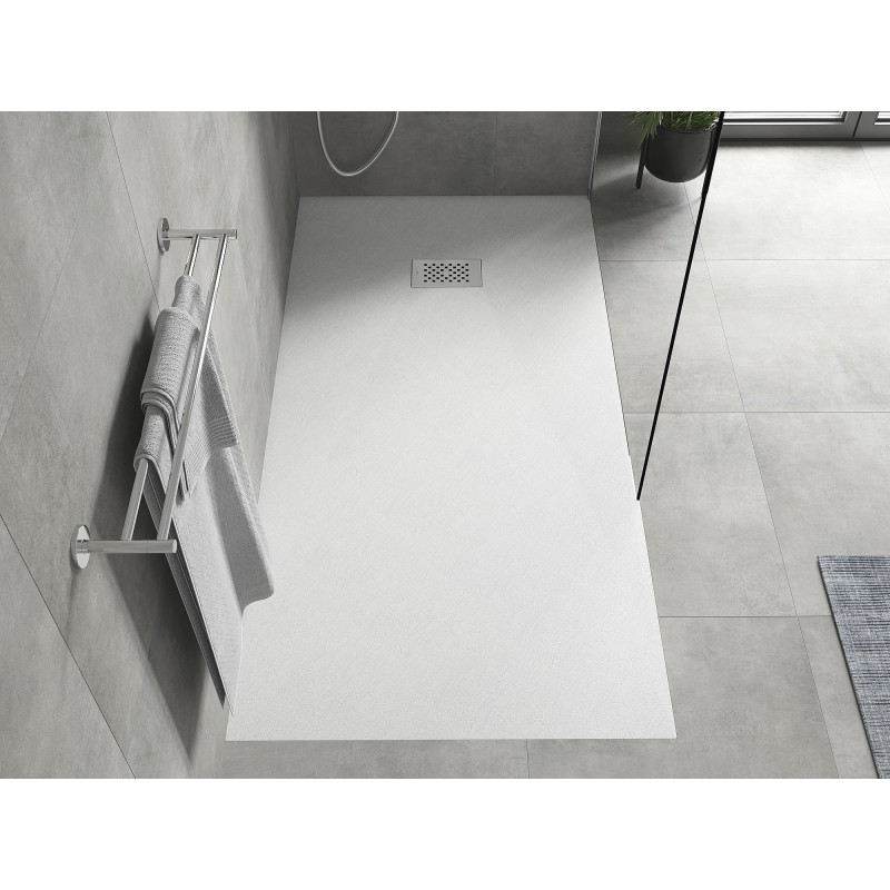 Mexen Hugo Rechteckige Duschtasse SMC 170 x 80 cm, weiß, Abdeckung inox - 42108017-X