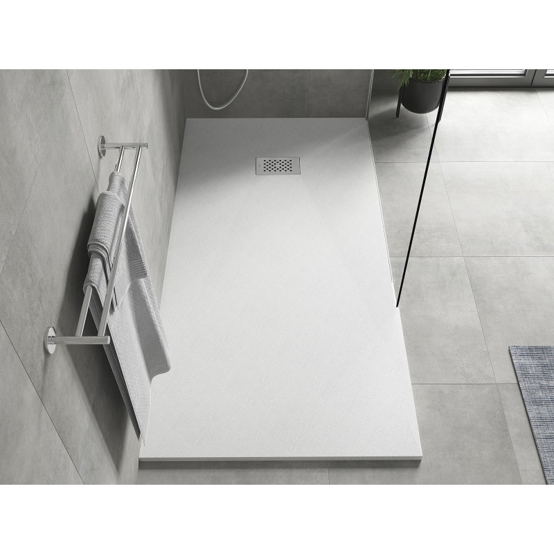 Mexen Hugo Rechteckige Duschtasse SMC 170 x 80 cm, weiß, Abdeckung inox - 42108017-X