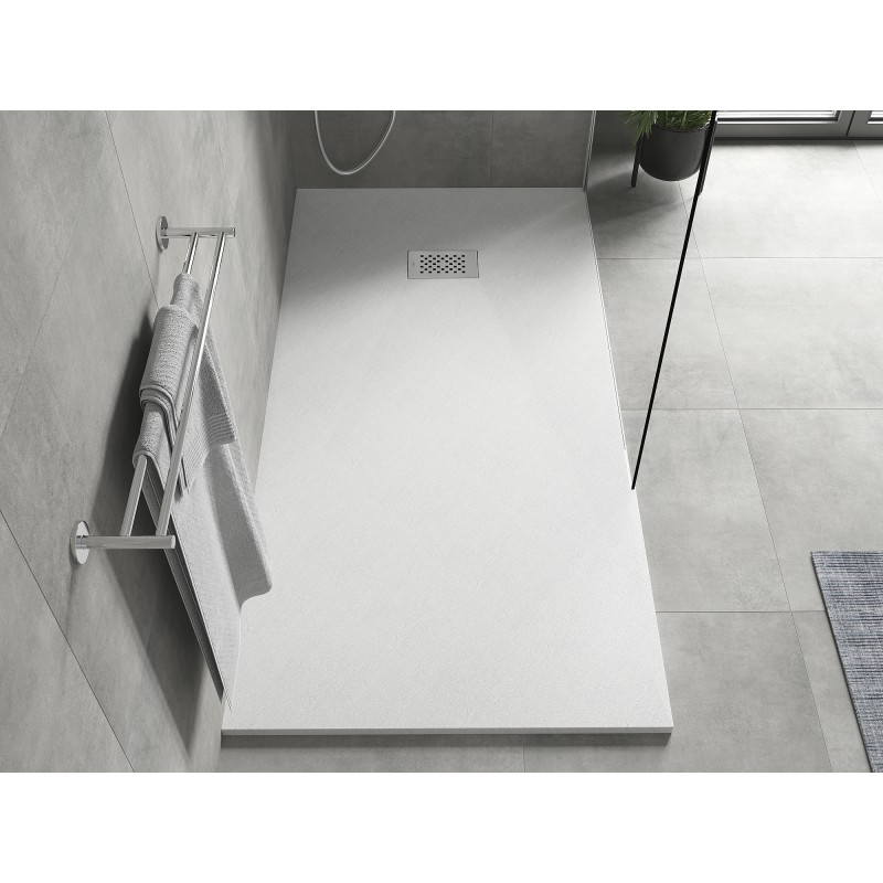 Mexen Hugo rechteckige Duschwanne SMC 170 x 80 cm, weiß, Abdeckung Inox - 42108017-X