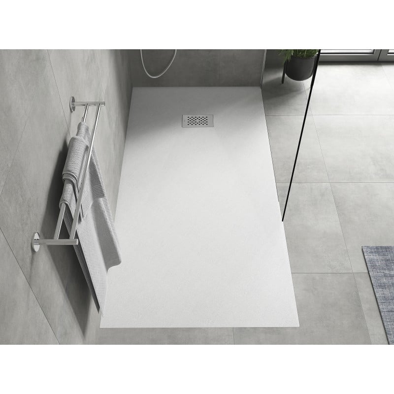 Mexen Hugo rechteckige Duschwanne SMC 180 x 80 cm, weiß, Abdeckung Inox - 42108018-X