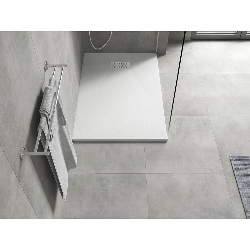 Mexen Hugo rechteckige Duschwanne SMC 130 x 90 cm, weiß, Inox-Abdeckung - 42109013-X
