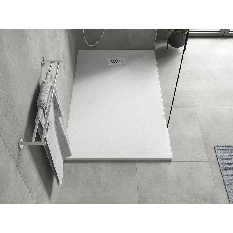 Mexen Hugo rechteckige Duschwanne SMC 140 x 90 cm, weiß, Inox-Abdeckung - 42109014-X