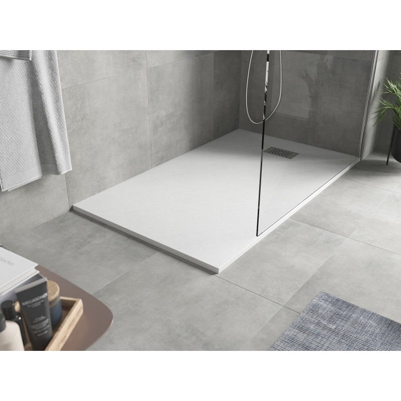 Mexen Hugo rechteckige Duschwanne SMC 140 x 90 cm, weiß, Inox-Abdeckung - 42109014-X