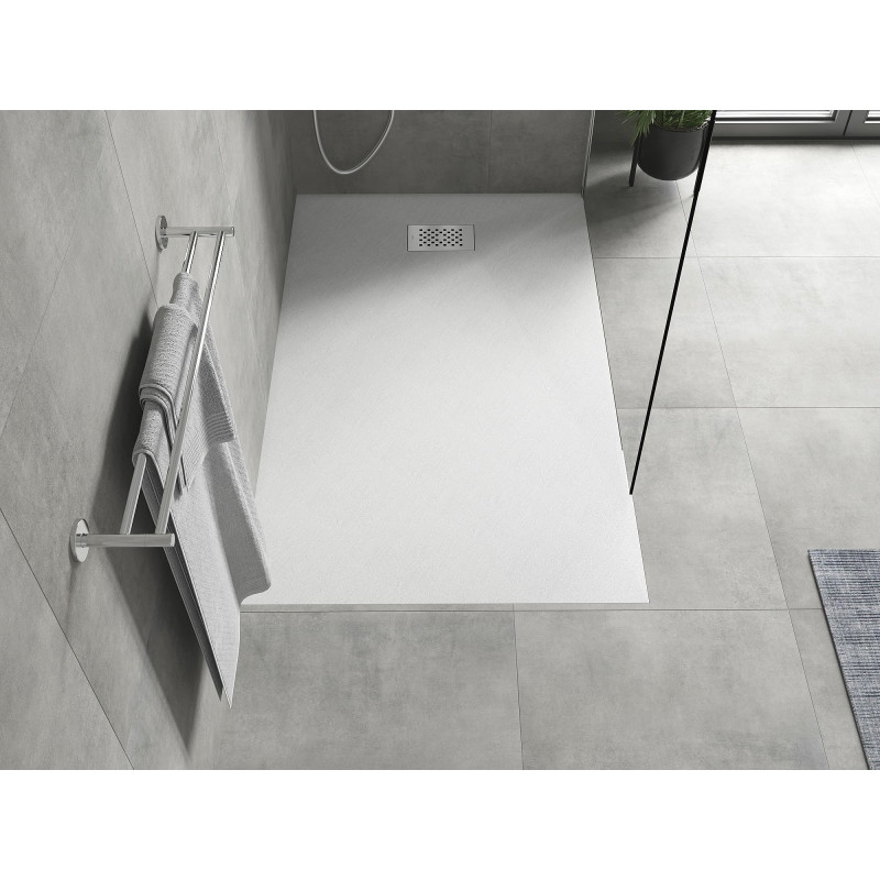 Mexen Hugo Rechteckige Duschwanne SMC 150 x 90 cm, weiß, Inox-Abdeckung - 42109015-X