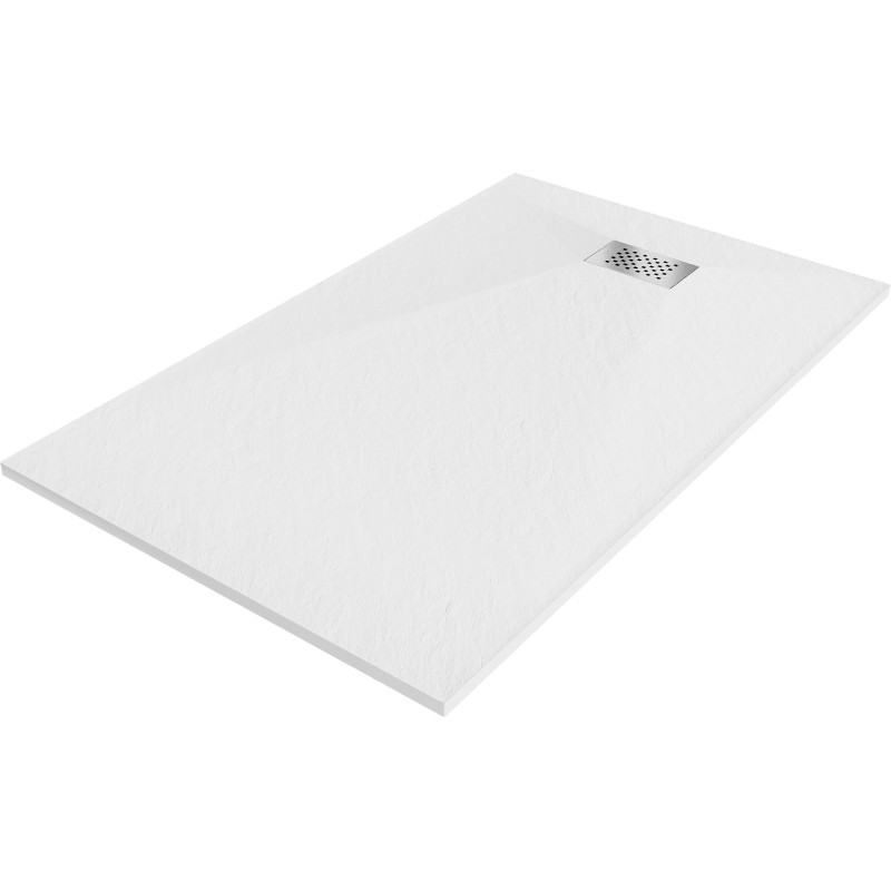 Mexen Hugo Rechteckige Duschwanne SMC 150 x 90 cm, weiß, Inox-Abdeckung - 42109015-X